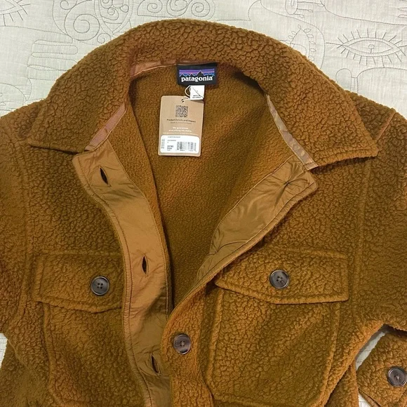 NEW Patagonia Women’s Retro Pile Fleece Shacket Sz S — Shelter Brown — NWT - Picture 4 of 13